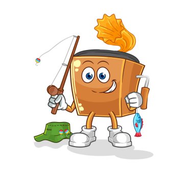 the record player fisherman illustration. character vecto