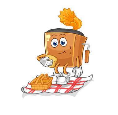 the record player on a picnic cartoon. cartoon mascot vecto