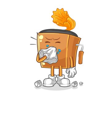 the record player blowing nose character. cartoon mascot vecto