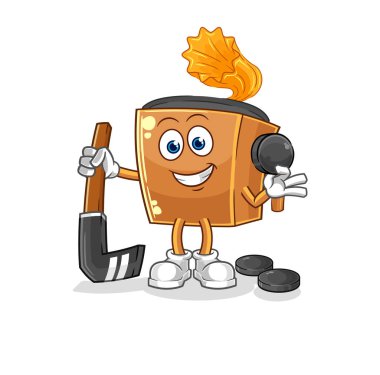 the record player playing hockey vector. cartoon characte