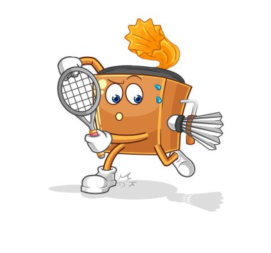 the record player playing badminton illustration. character vecto