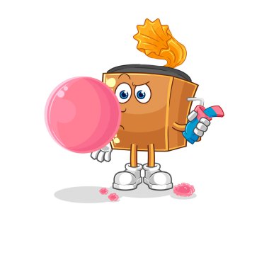 the record player chewing gum vector. cartoon characte