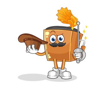 the record player fencer character. cartoon mascot vecto