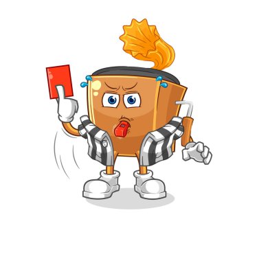 the record player referee with red card illustration. character vecto