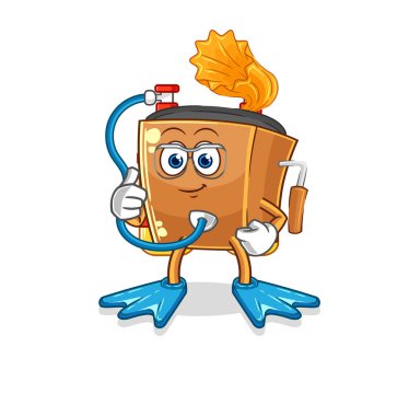 the record player diver cartoon. cartoon mascot vecto