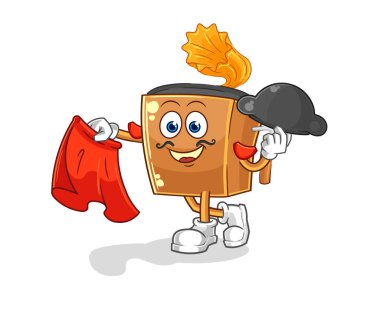 the record player matador with red cloth illustration. character vecto