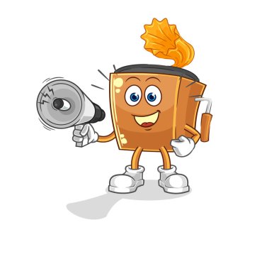 the record player holding hand loudspeakers vector. cartoon characte