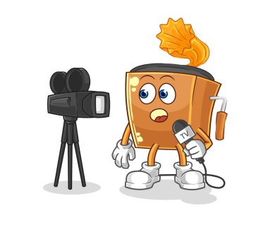 the record player tv reporter cartoon. cartoon mascot vecto