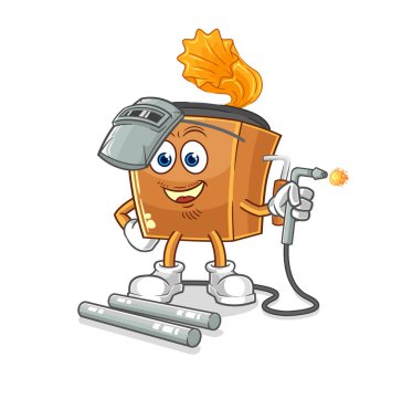the record player welder mascot. cartoon vecto