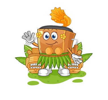 the record player hawaiian waving character. cartoon mascot vecto