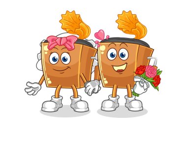 the record player wedding cartoon. cartoon mascot vecto