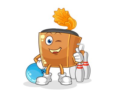 the record player play bowling illustration. character vecto