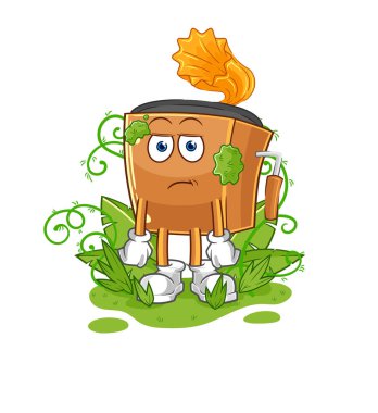 the record player waiting too long mascot. cartoon vecto