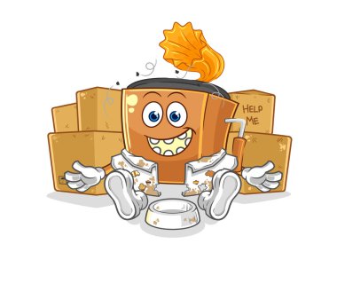 the record player homeless character. cartoon mascot vecto
