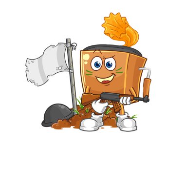 the record player army character. cartoon mascot vecto