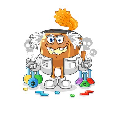 the record player mad scientist illustration. character vecto