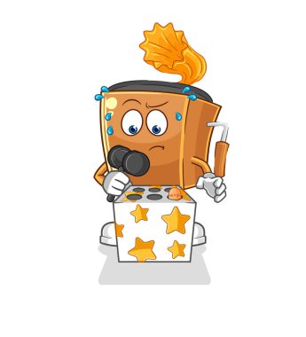 the record player play whack a mole mascot. cartoon vecto