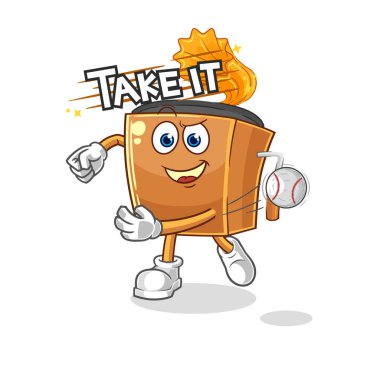 the record player throwing baseball vector. cartoon characte