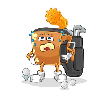 the record player with golf equipment. cartoon mascot vecto