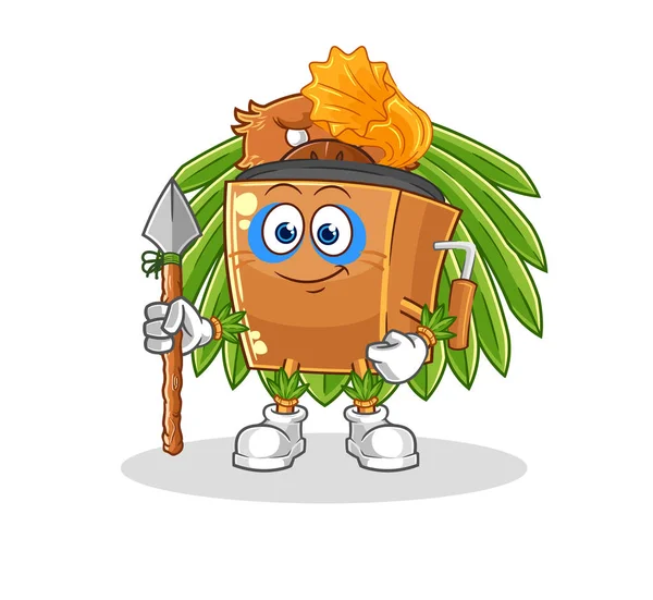 Record Player Tribal Man Mascot Cartoon Vecto — Vettoriale Stock