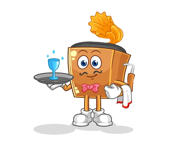 Record Player Waiter Cartoon Cartoon Mascot Vecto — Stockvector