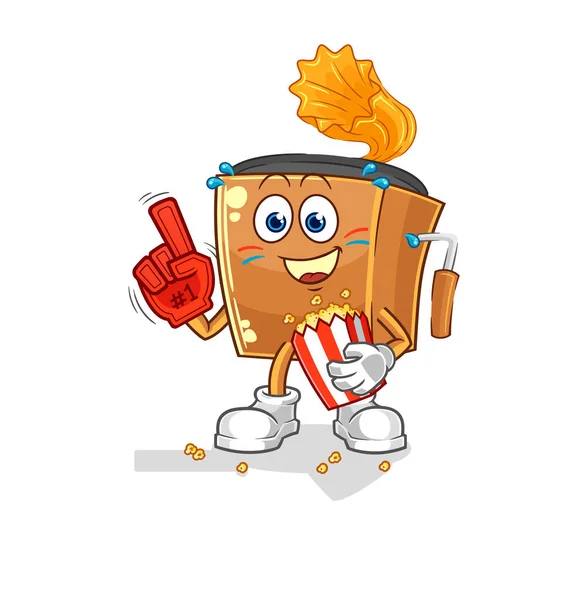 Record Player Fan Popcorn Illustration Character Vecto — Vettoriale Stock