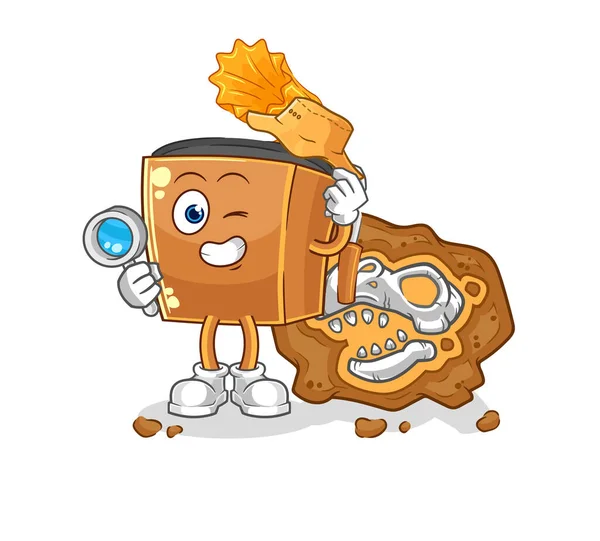 Record Player Archaeologists Fossils Mascot Cartoon Vecto — 图库矢量图片