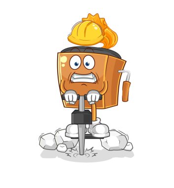 the record player drill the ground cartoon character vecto