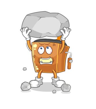 the record player lifting rock cartoon character vecto