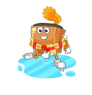 the record player ice skiing cartoon. character mascot vecto