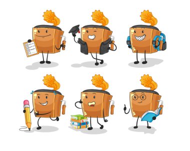 the record player education set character. cartoon mascot vecto