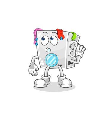 washing machine eavesdropping vector. cartoon characte