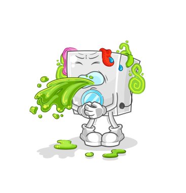 washing machine throw up cartoon. cartoon mascot vecto