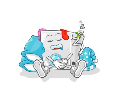 washing machine sleeping character. cartoon mascot vecto