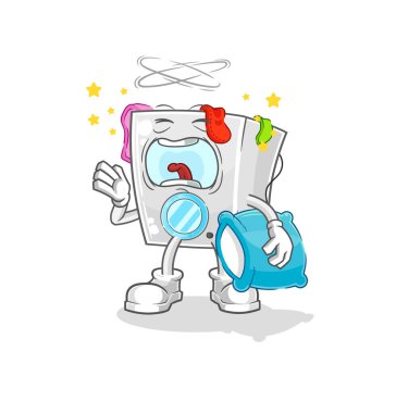 washing machine yawn character. cartoon mascot vecto