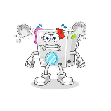washing machine very angry mascot. cartoon vecto