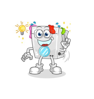 washing machine got an idea cartoon. mascot vecto