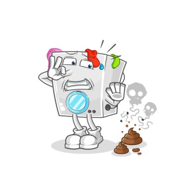 washing machine with stinky waste illustration. character vecto