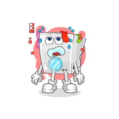 washing machine low battery mascot. cartoon vecto