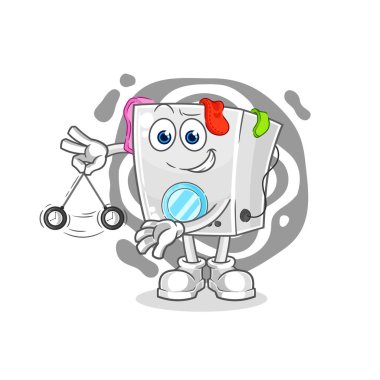 washing machine hypnotizing cartoon. cartoon mascot vecto