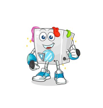 washing machine robot character. cartoon mascot vecto