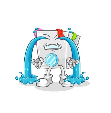 washing machine crying illustration. character vecto