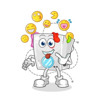 washing machine laugh and mock character. cartoon mascot vecto
