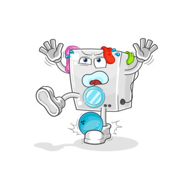 washing machine hiten by bowling cartoon. cartoon mascot vecto