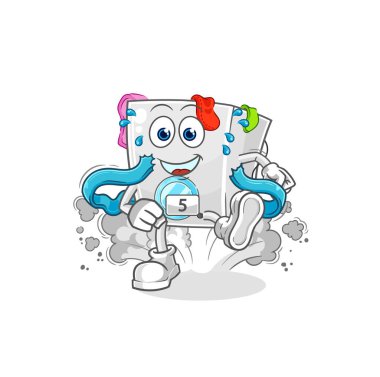 washing machine runner character. cartoon mascot vecto