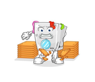 washing machine karate mascot. cartoon vecto