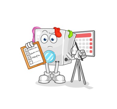 washing machine schedule list vector. cartoon characte