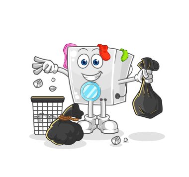 washing machine Throw garbage mascot. cartoon vecto