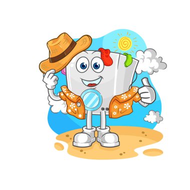 washing machine go on vacation. cartoon mascot vecto