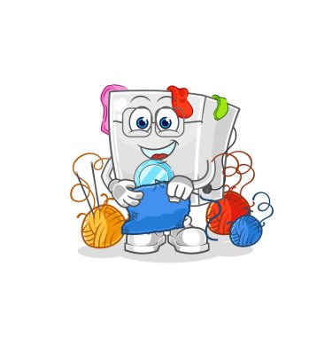 washing machine tailor mascot. cartoon vecto
